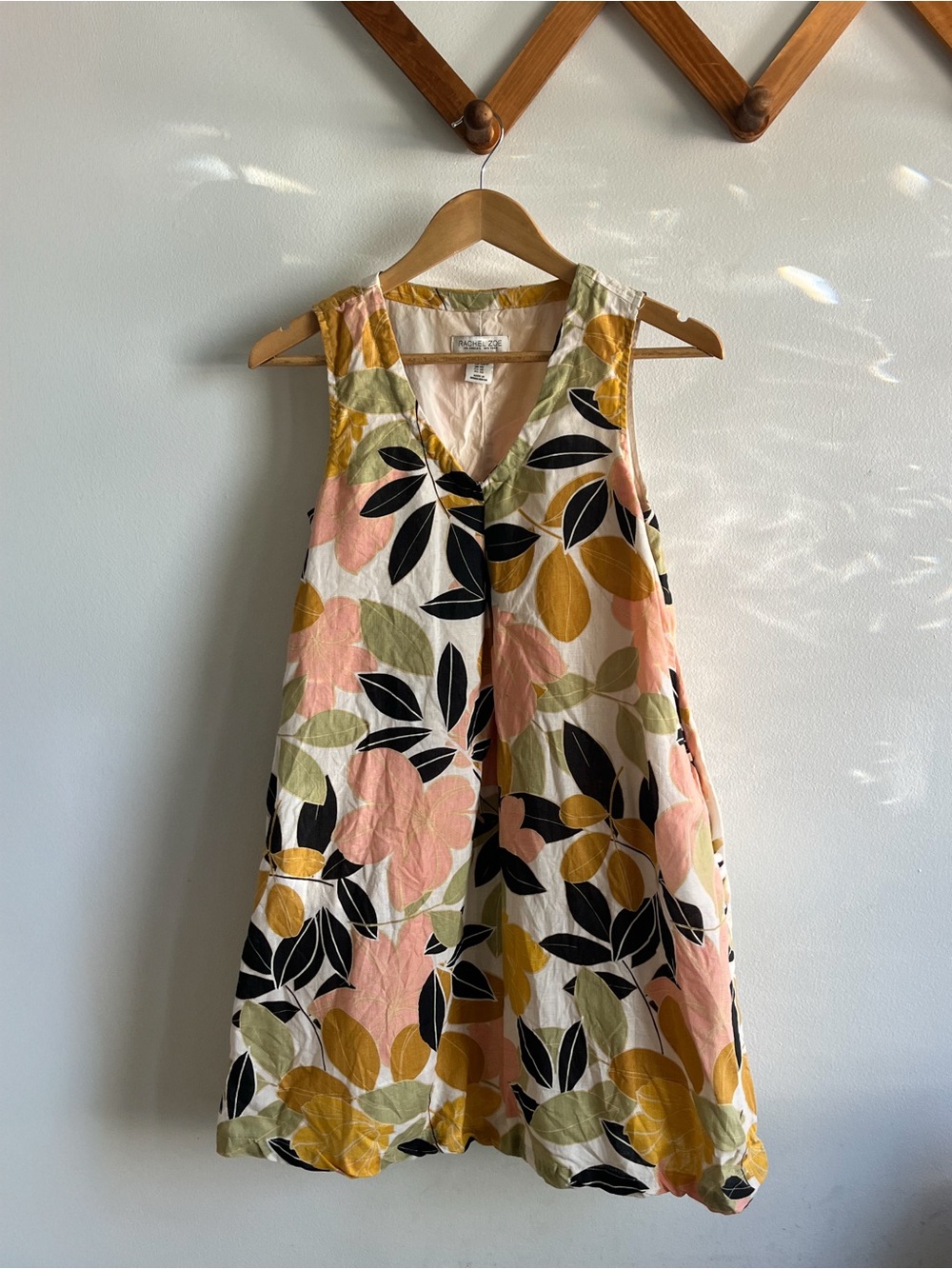 Rachel Zoe Sleeveless Floral A-Line Dress in Pink, Mustard & Black